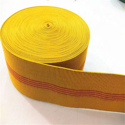 China Webbing Elasticated de estofamento da cor amarela de 70mm para o alongamento da cadeira 20%-30% do sofá fornecedor