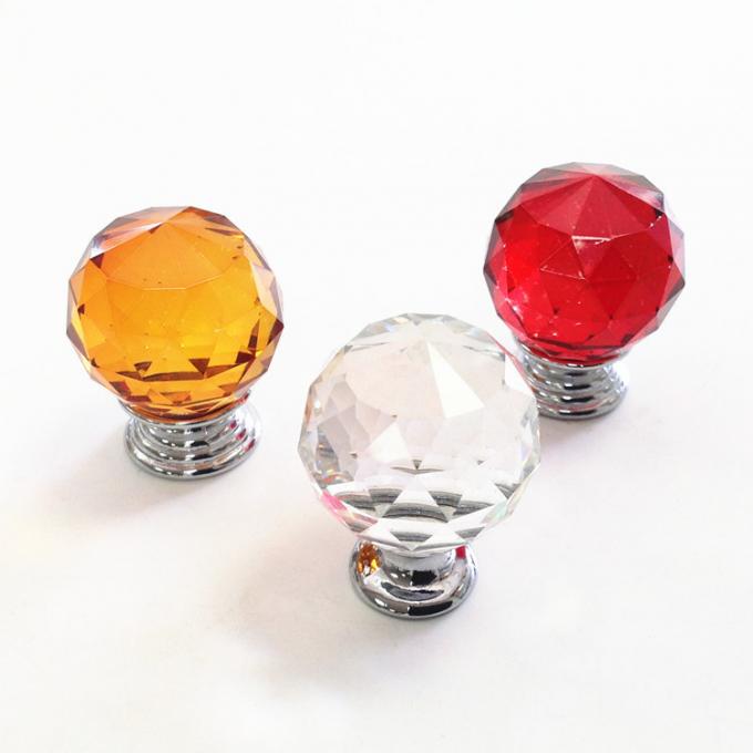 Puxe dos botões de cristal do cristal de rocha do botão do punho alaranjado ou transparente vermelho para a mobília